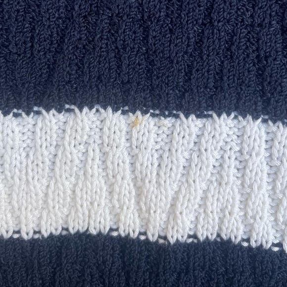 St. John Striped V-Neck Sweater in Red, White, and navy blue - Picture 7 of 9